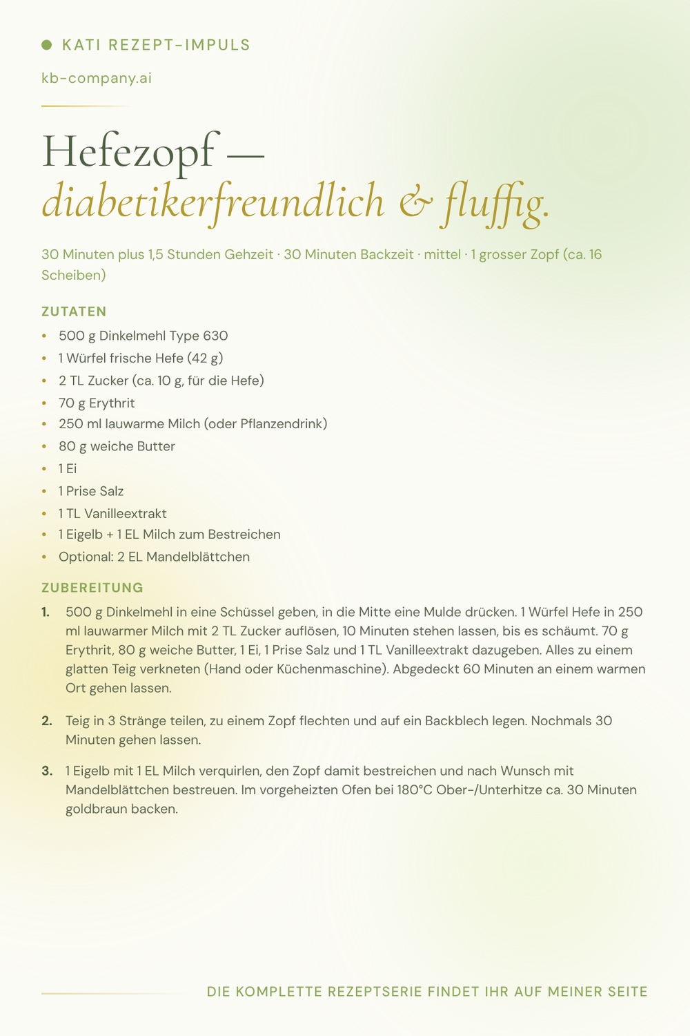 Hefezopft diabetikerfreundlich