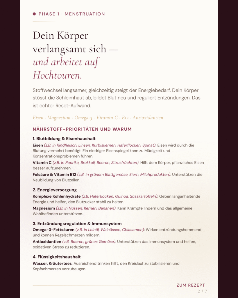 Menstruationsphase: Diese Nährstoffe braucht dein Körper jetzt