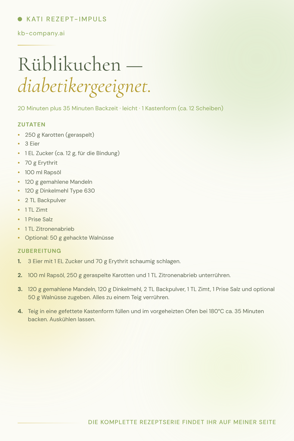 Rüblikuchen diabetikergeeignet